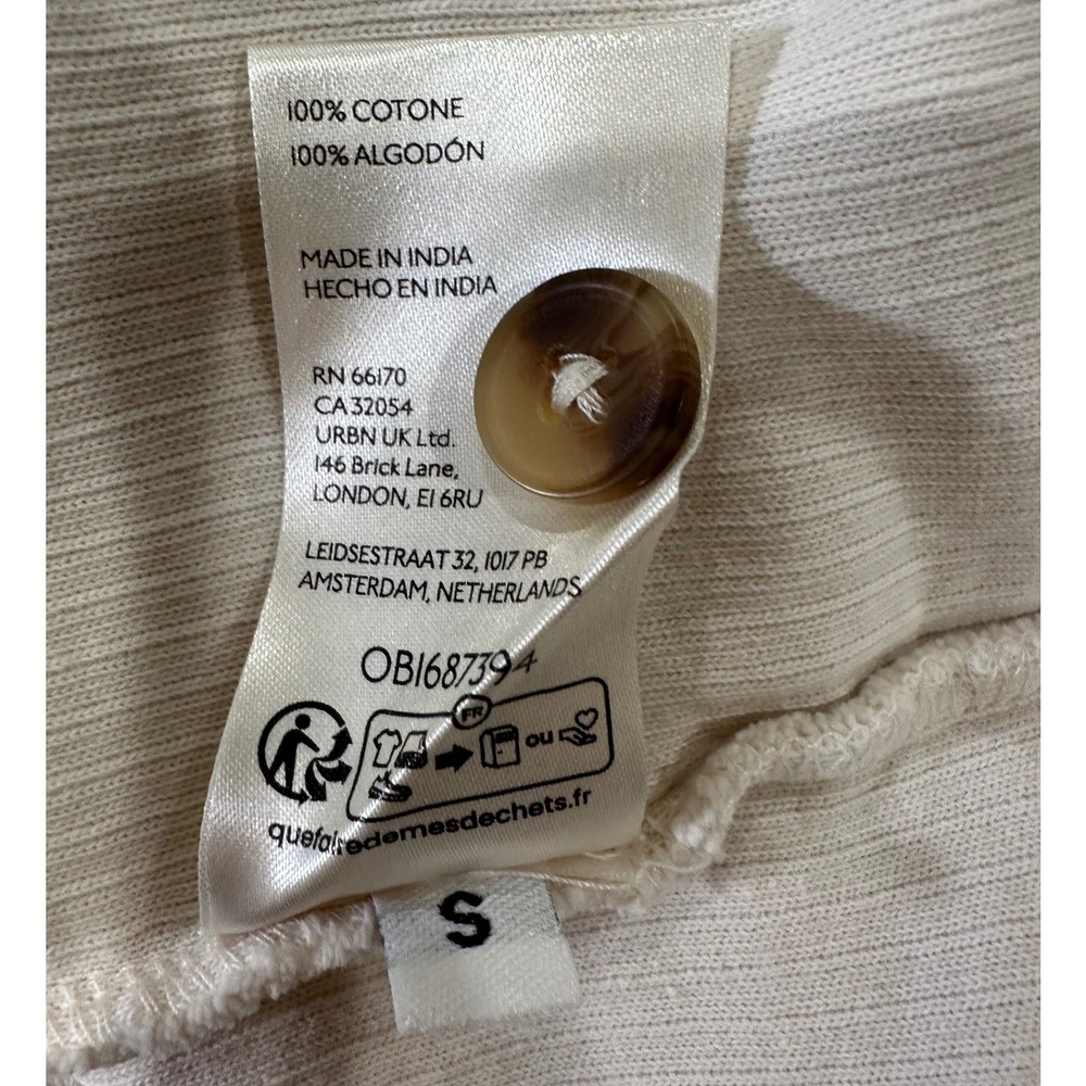 Pilcro Anthropologie Corduroy Shirt Dress Ivory Oversized Button Front S - Picture 9 of 9